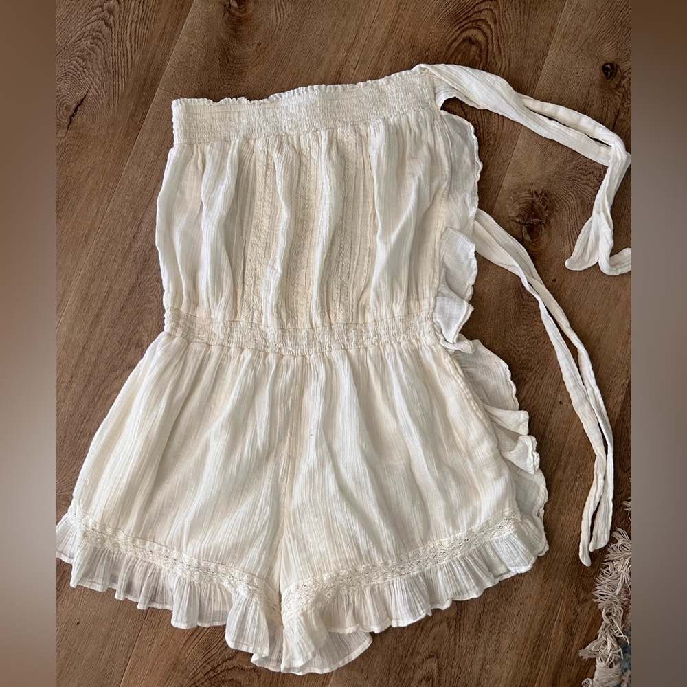 Free people White Ruffled Romper